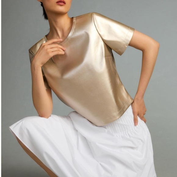 Anthropologie women’s Porridge Collin Faux Leather Top - Picture 2 of 10